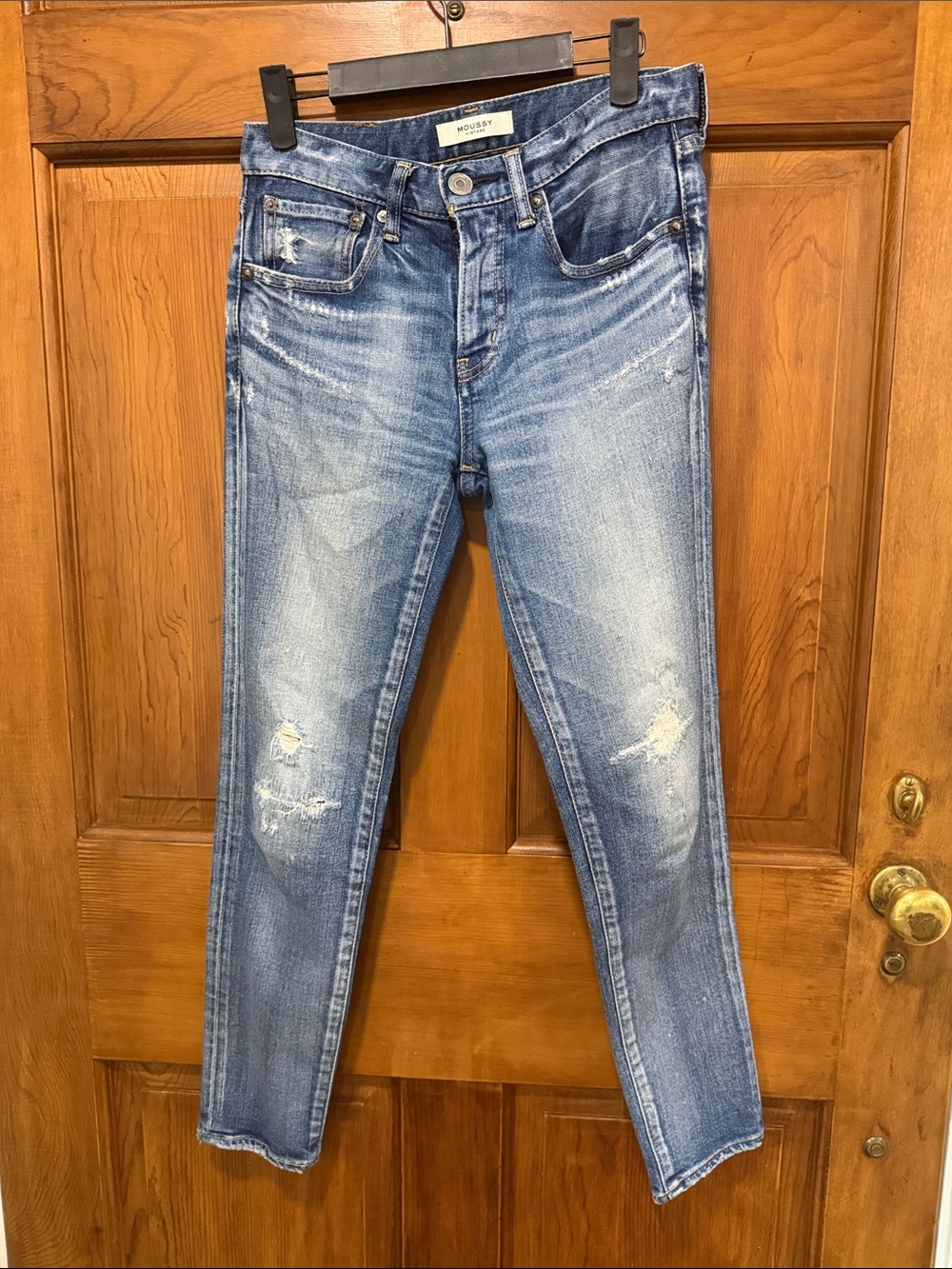 Moussy Light Blue Distressed Skinny Jeans